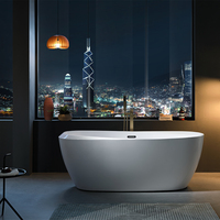Baignoire de salle de bain moderne autoportante en acrylique pur Baignoire ovale de massage à l'air de couleur blanche personnalisée