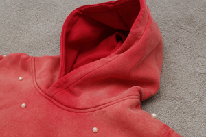 Sweat à capuche oversize personnalisé pour homme, style streetwear, 100% coton French Terry, imprimé, poche avant, strass effet vieilli, collection automne - Product Image 3