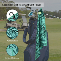 Serviette de golf magnétique Eastsunshine en tissu gaufré avec logo personnalisé brodé ou par sublimation, mousqueton inclus, OEM