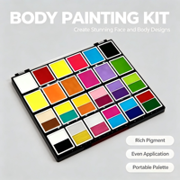 Nouveau kit de peinture pour le visage et le corps pour enfants arc-en-ciel - 24 couleurs, palette de grande capacité, pigments naturels durables et sûrs, certifiés CE
