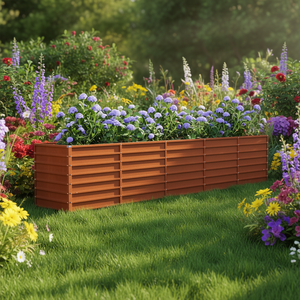 Bac à fleurs surélevé en acier Corten 157,5 x 31,5 x 30,3 pouces, finition rouille, pour plantation extérieure - Product Image 2