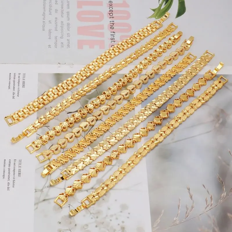 Horizon Gold Jewelry Wholesale Gold Bracelet Latest Designs 24K Gold Plated Bracelet Bangles