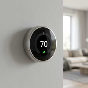 Thermostat intelligent Google Nest 3e génération en alliage d'aluminium avec programmation automatique, apprentissage IA, design rotatif, alimentation électrique et contrôle par application - Product Image 3
