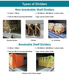 Separadores de estante de acrílico de cinta L de plástico de alta calidad, separador de armarios, divisor de productos básicos con magnético para supermercado - Product Image 6