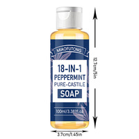 Savon liquide pur à la menthe poivrée 18 en 1, huile de coco, huile d'olive, multi-usages, lavage du corps, du visage et des mains, 100 ml, OEM ODM