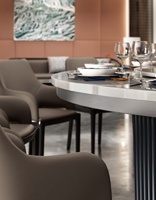 Big Electric Rotation Esstisch mit Stühlen Fish Belly White Esszimmer möbel Set Automatischer Drehtisch für Restaurant