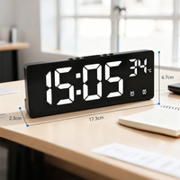 Reloj Despertador Digital LED de Escritorio con Pantalla Grande, Retroiluminación, Control de Volumen, Temporizador, Color Creativo, Blanco, con Recordatorio