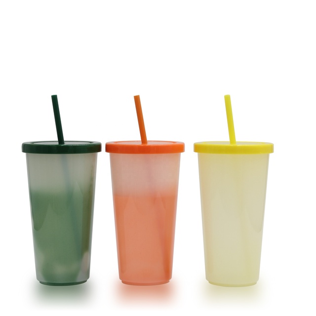 20 OZ Reusable Color Changing Cold Drink Cups with Lids and Straws for Travel Parties Kids and Adults