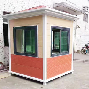 Cabine de sécurité extérieure en bois grainé, design contemporain, durable, installation facile, porte battante, poste de garde de sécurité - Product Image 2