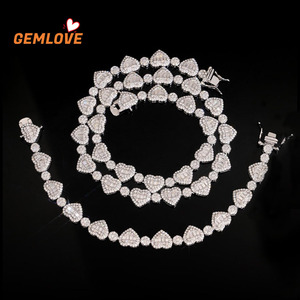 Collier tennis cœur en or blanc 18 carats massif personnalisé avec diamants naturels, bijoux fins en diamants précieux, approvisionnement en gros direct usine - Product Image 6