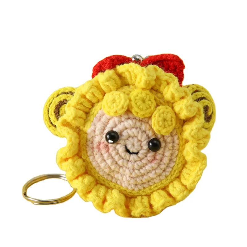 Cute mini doll hand-crochet home decor key pendant hanging bag crochet metal frame purse