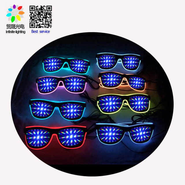 Fashionable Promotional Funny Heart EL Diffraction Glasses