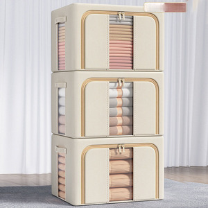 Large Capacity Window Rectangle Organizer <b>Box</b> With Plastic Reinforced Handle <b>Folding</b> Clothes <b>Storage</b> Bag for Home - Product Image 3