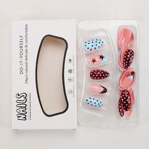 <span class=keywords><strong>Faux</strong></span> <span class=keywords><strong>ongles</strong></span> à pression Stiletto, bleu et <span class=keywords><strong>bordeaux</strong></span> à pois avec motif étoile, <span class=keywords><strong>faux</strong></span> <span class=keywords><strong>ongles</strong></span> réutilisables en ABS pour femmes - Product Image 5