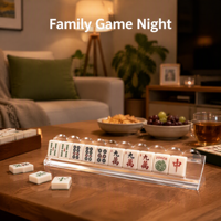 Penggeser Mahjong Akrilik Desain Tebal Magnetik 2-in-1 Penggeser Kartu Transparan Gaya AS 4 Pemain Tahan Lama