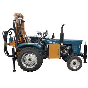 Foreuse mobile pneumatique DTH sur roues <span class=keywords><strong>pour</strong></span> puits d'eau, 200 m, <span class=keywords><strong>pour</strong></span> forage de puits, avec <span class=keywords><strong>pompe</strong></span> agricole - Product Image 4