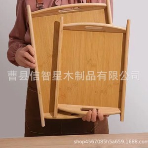 Xin Zhixing Bamboo Wood Rectangular Serving Tray With Handle For Food Hotel <b>Barbecue</b> Outdoor Picnic Use - Product Image 5