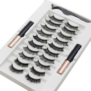 Cils magnétiques 10 paires, faux cils, eye-liner magnétique, kit d'aspect naturel, pinces, réutilisables, sans colle, GZ RTS, commande en gros mixte - Product Image 3