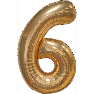 Palloncino Numero 6 in Lamina Metallizzata Oro 1M per Feste di Compleanno Bambini - Product Image 1