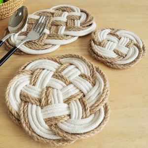 Heat Insulation Thread Woven Oval <b>Table</b> Mats & Pads Set Hot Promotion Eco-friendly Nordic Style Cotton Rope <b>Placemats</b> - Product Image 6