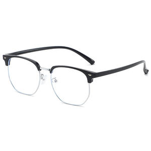Gafas ópticas de moda con montura de media montura, protección contra luz azul, lentes de PC unisex, tamaño mediano para visión de cerca - Product Image 2