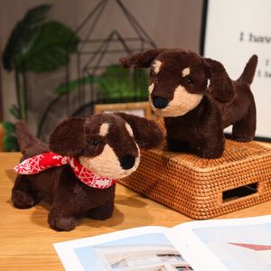Ingrosso Weiner il bassotto giocattolo di peluche adorabile cane animale di peluche per bambini regalo affascinante <span class=keywords><strong>Wiener</strong></span> per cani bambola di peluche con sciarpa - Product Image 5