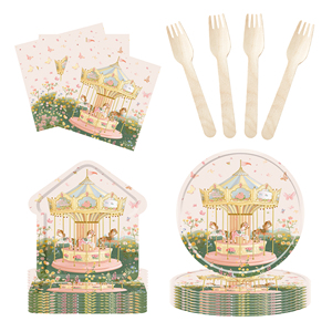 ชุดตกแต่งงานวันเกิดเด็ก DAMAI ธีมงานเลี้ยงวันเกิดธีมละครสัตว์ ชุดจานกระดาษ แก้วกระดาษ ป้ายแบนเนอร์ - Product Image 1