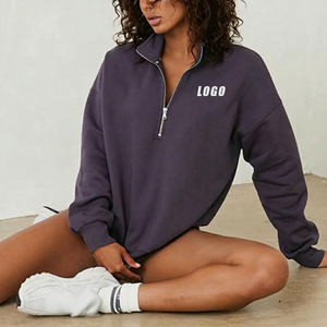 Wholesale Autumn/Winter High Quality Sport Half <b>Zip</b> Knitted Unisex 100% Cotton Fleece Oversized ODM <b>Jumper</b> Front Eco-Friendly - Product Image 1
