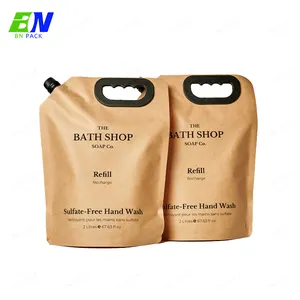 Eco-friendly Kraft Paper Spout Pouch Shampoo Refill Bag Liquid Packaging Pouches