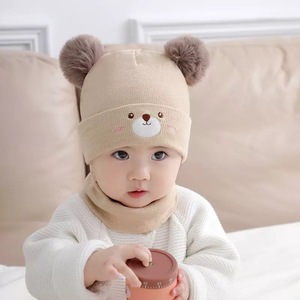 Hot Selling Pasgeboren <span class=keywords><strong>Baby</strong></span> Gebreide Muts Muts Sjaal <span class=keywords><strong>Set</strong></span> Schattig Houd Warm Kinderen Voor Winter Buiten - Product Image 3
