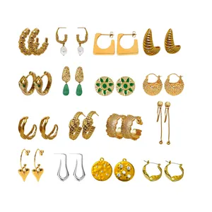 Women Silver Pearl Stainless Bulk Wholesale Luxury Steel Beaded Statement Jewelry Gold Designer Korean Butterfly Earrings Set