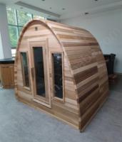 Ruang Sauna Tong Kayu Cedar Merah Kering Modern BaiYao dengan Panel Kontrol Komputer LCD Touchscreen untuk 4-6 Orang, Penggunaan Luar Ruangan di Villa
