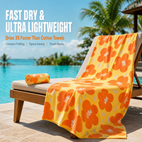 Serviette de plage en microfibre personnalisée en gros, imprimé coloré résistant à la décoloration, séchage rapide, sans sable