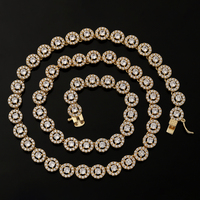 Joyería de Hip Hop Ice Out 5A Zircon Diamond Chapado en oro 925 Collar de cadena de tenis de plata esterlina para unisex