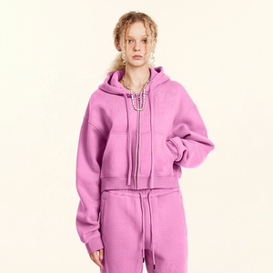 Felpa corta Vintage tinta unita <span class=keywords><strong>con</strong></span> cappuccio e cappuccio da donna oversize ampia stile Streetwear Chic da ragazza giacca Casual <span class=keywords><strong>con</strong></span> cappuccio - Product Image 3