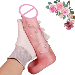 Wholesale Large Silicone Penis Sleeve Strecthable Bumps Chains Stimulate Realistic <b>Dildo</b> Delay Ejaculation Sex Toys for Men - Product Image 2