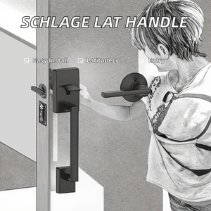 Schlage FE285 Cen 622 LAT Century มือจับประตูทางเข้าครึ่งล่างพร้อมก้านละติจูดสีดำด้านติดตั้งง่าย - Product Image 2