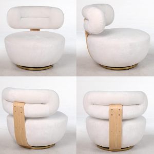 Modern Stylish Design Rotatable Single <strong>Sofa</strong> with <strong>Large</strong> Backrest and Elastic <strong>Cushions</strong> Wood Frame Sponge Filled - Product Image 3