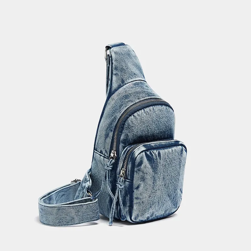 MR Stilvolle individuelle Kamera-Schultertasche für Damen Mini-Denim-Schlinge Riemen-Rucksack