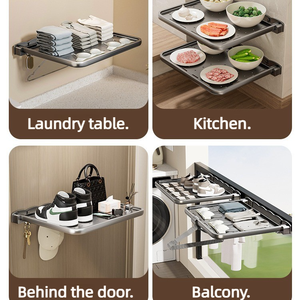 Almacenamiento <span class=keywords><strong>de</strong></span> Ropa para Baño - Estante Plegable <span class=keywords><strong>de</strong></span> <span class=keywords><strong>Pared</strong></span> para Toallas y Ropa <span class=keywords><strong>sin</strong></span> Perforaciones - Product Image 4