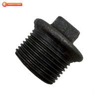 Bouchon de tuyau hexagonal en fonte malléable zingué noir, fileté BSPT/NPT, pour l'étanchéité des conduites d'eau, de gaz et d'huile