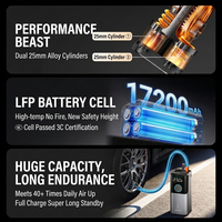 Double Cylinder 150psi 17200mAh 65L/min Portable Plastic Balloon Pump Car Air Compressor Tire Inflator Digital Pressure Gauge