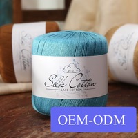 Nouvelle Arrivée Robe d'été à manches courtes en fil fin de soie et coton filé teint en dentelle, doux pour la peau, pour tricot et crochet à la main