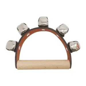 Orff Children's Percussion School Teaching AIDS Dance Performance 5 Bell Leather Hand Grip Bell