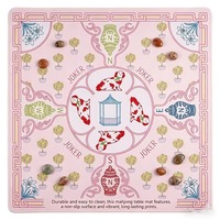 Tapis de Mahjong américain antidérapant avec motif lapin mignon et terrain de tennis, base en caoutchouc pour table de jeu