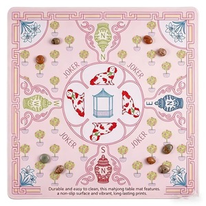 Tapis de Mahjong américain antidérapant avec motif lapin mignon et terrain de tennis, base en caoutchouc pour table de jeu - Product Image 2