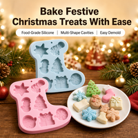 Moule en silicone de Noël de qualité alimentaire, formes multiples, facile à démouler, sapin de Noël, bonhomme de neige, flocon de neige, cadeau, DIY, pâtisserie, gâteau, chocolat