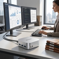 Mini PC spécial N5 Intel N150 Quad Core 12 Go LPDDR5 1 To SSD DP 4K Double LAN Double Type-C Double OS Win11 Pro