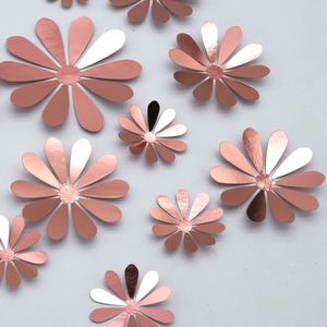 12PCS Metallic Texture 3D Stereoscopic Flower Wedding Festival Party Shopping Mall Home Decoration Gold and Silver <b>Wall</b> Stickers - Product Image 6