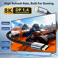 Câble DP 1.4 mâle-mâle en aluminium, HDR 8K 60Hz/4K 144Hz/2K 165Hz pour PC/ordinateur portable/TV/moniteur